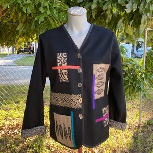 Lynn Murray Felt Wool Colorful Patches Jacket Size S